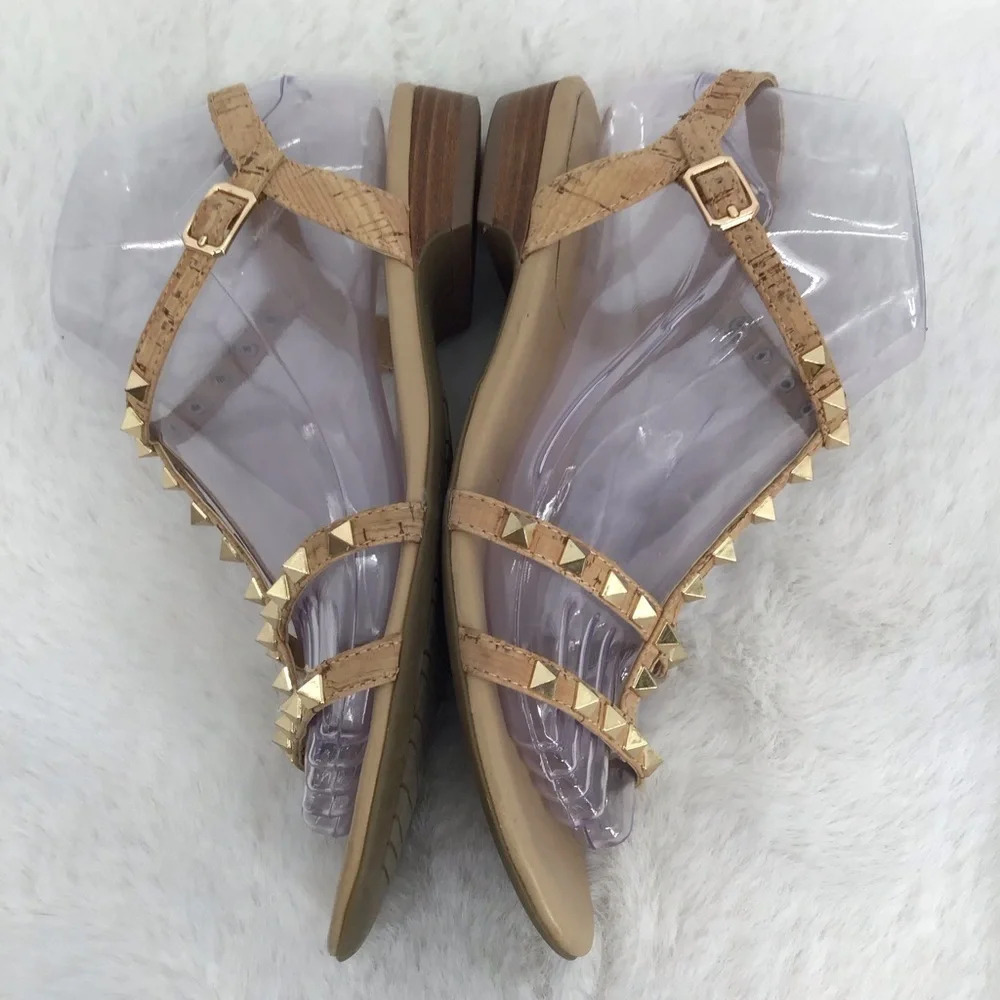 Vaneli Women’s Brunel Strappy Leather Studded Sandal Summer Natural Size 7N - Picture 7 of 10